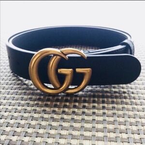 Women’s Gucci Double G Buckle Black Leather Belt size 85